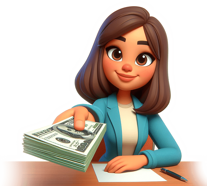 Graphic of woman at desk