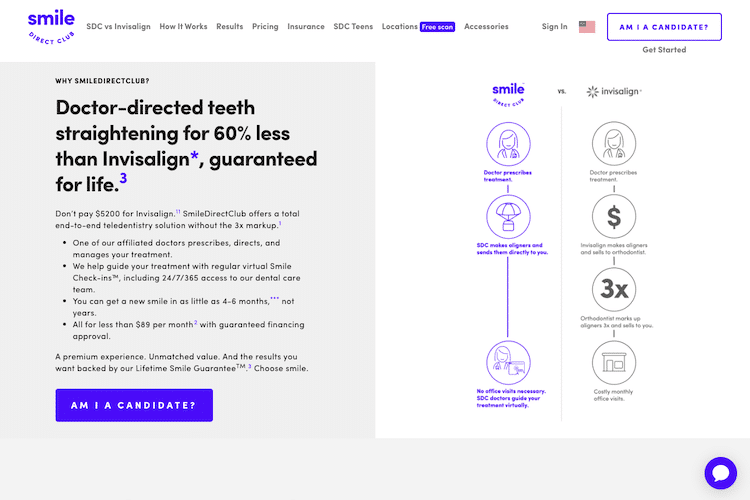 Smile Direct Club vs. Invisalign infographic