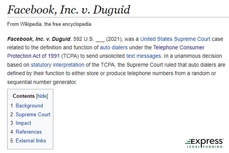 Facebook vs Druguid TCPA Lawsuit