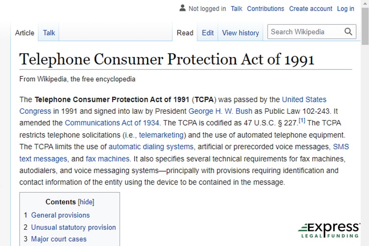 TCPA WIkipedia