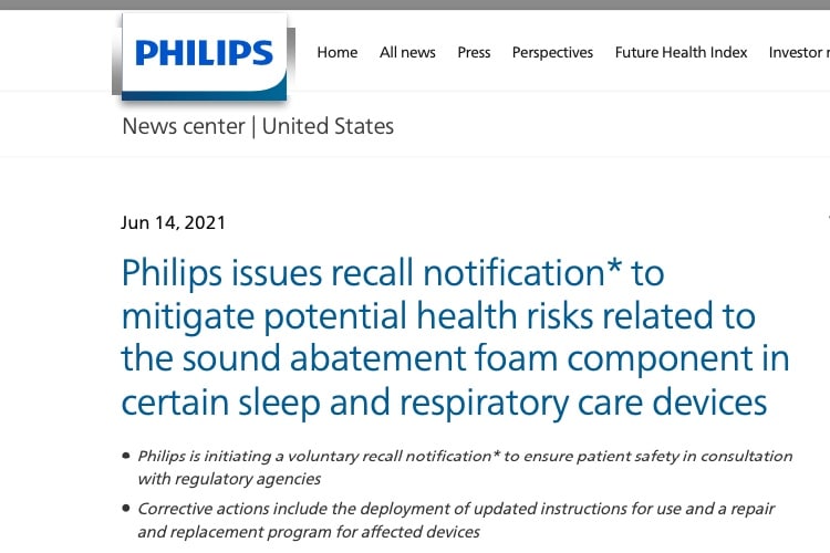 Philips issues recall notification for CPAP devices