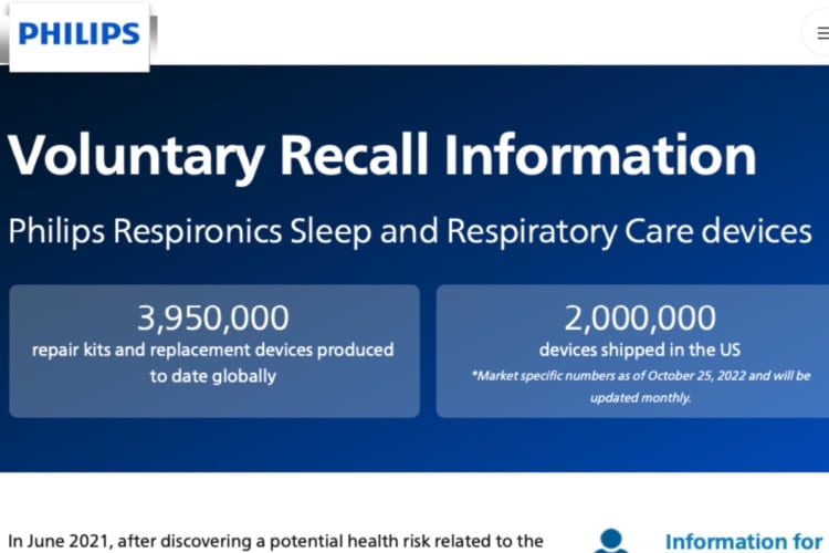 Philips Respironics lawsuit voluntary recall information