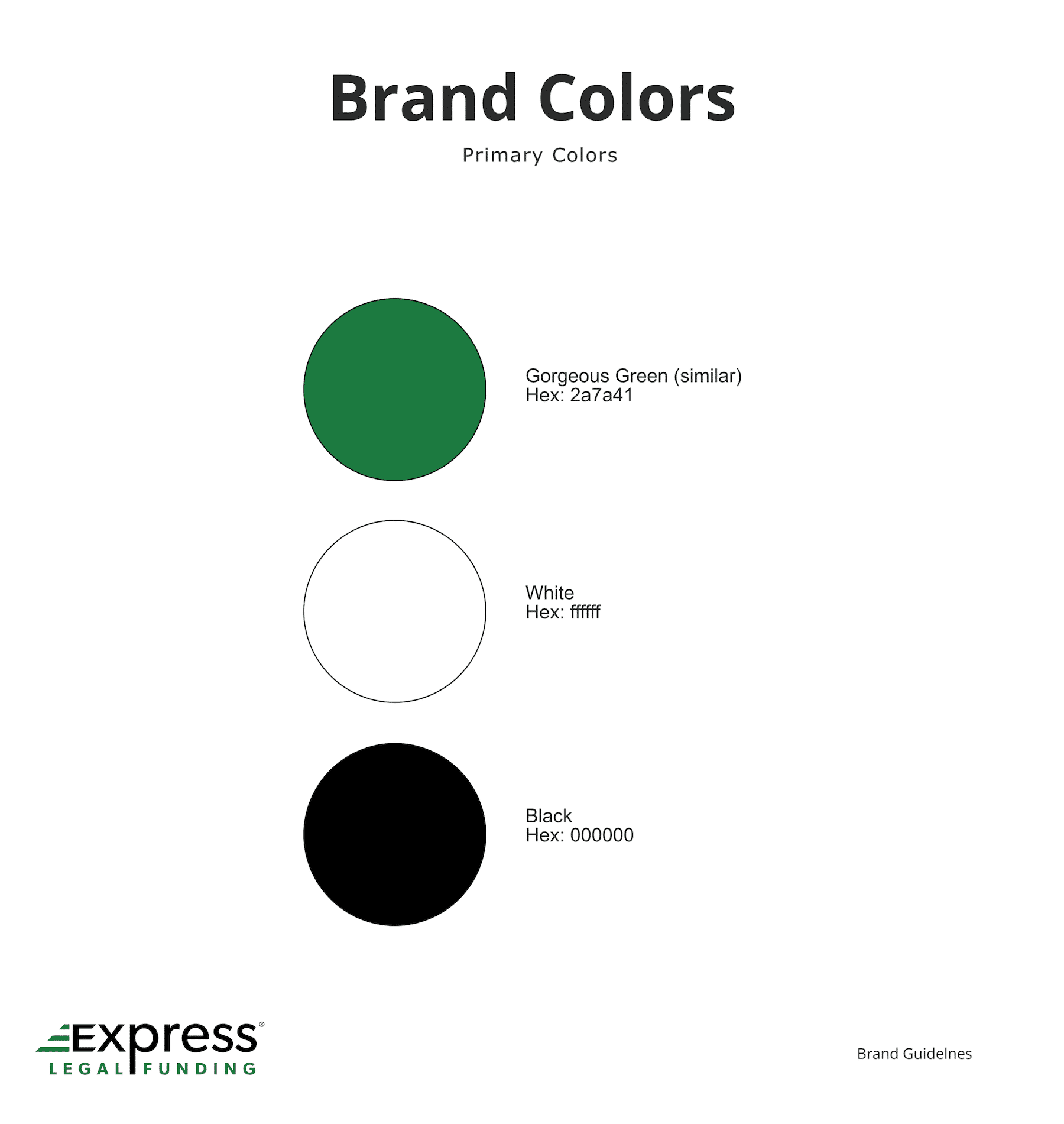 Express Legal Funding brand guidelines for colors