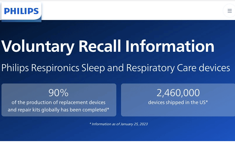 Philips CPAP Machine recalled device progress