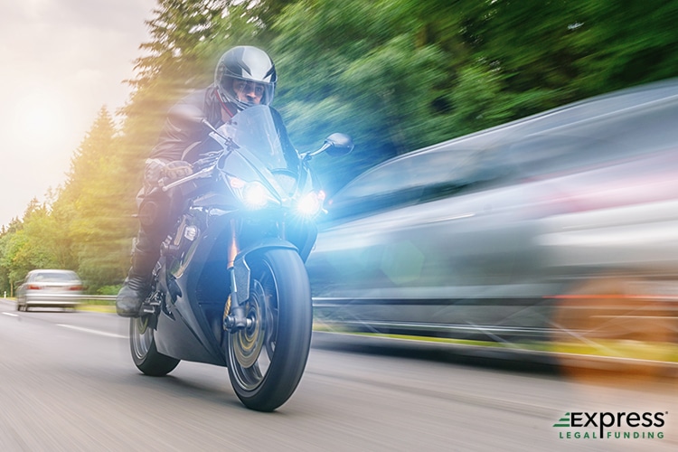 A Motorcyclist Speeding