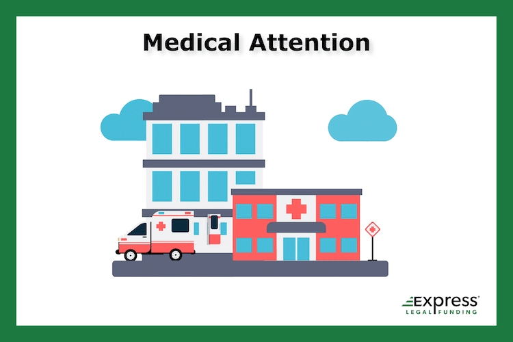 Medical attention at a hospital