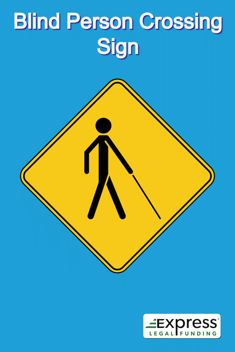 Blind person crossing street sign