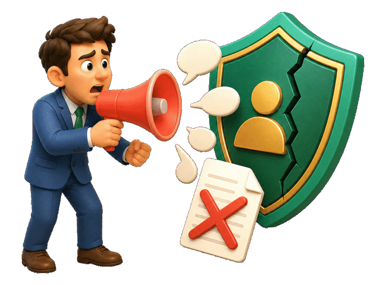 3D icon representing the meaning of defamation.