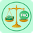 Scales of justice icon with a stack of dollar bills on one side and a green FAQ symbol on the other, representing Legal Funding Basics FAQs.