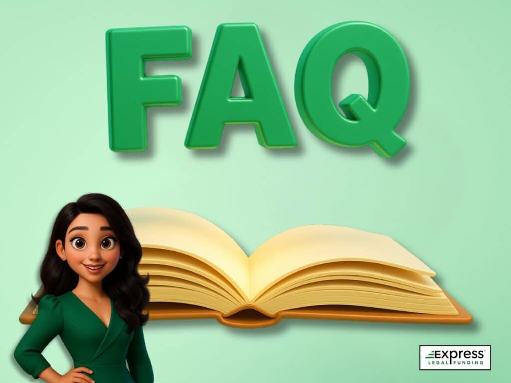 FAQ section about civil rights lawsuits with open book and character guide.